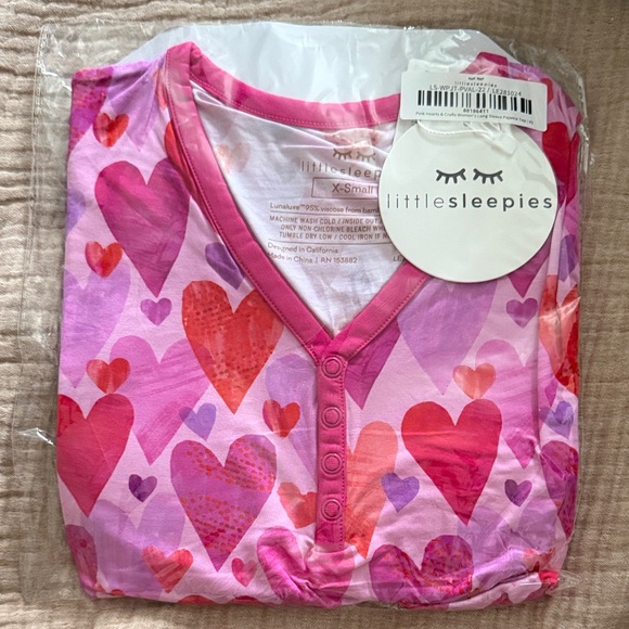 Little Sleepies Pink Hearts & crafts Pajama Top - Picture 1 of 1